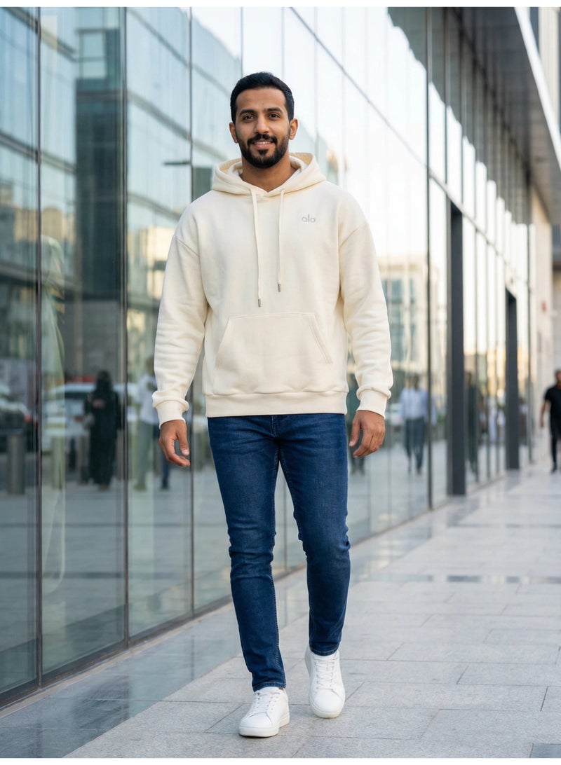 Alo Yoga Alo Unisex American Vintage Hoodie - Solid Color Loose Fit Cotton Hooded Sweatshirt for Casual & Sport Wear - Image 2